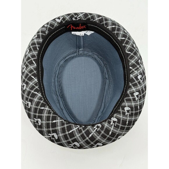 Fender Guitar Hat Fedora Black Gray Plaid Size Medium New Authentic - Picture 7 of 9